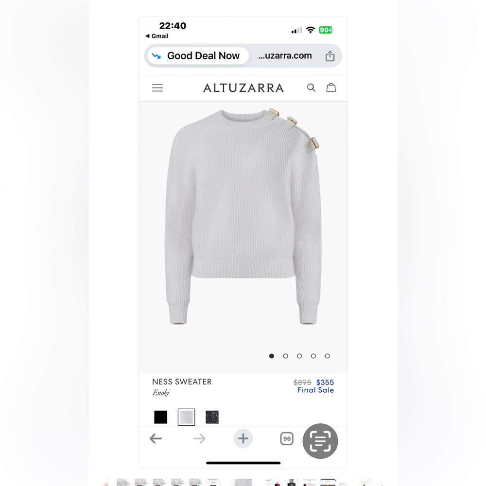 Altuzarra Ness Sweater Ivory Small now Final Sale pn Altuzarra website